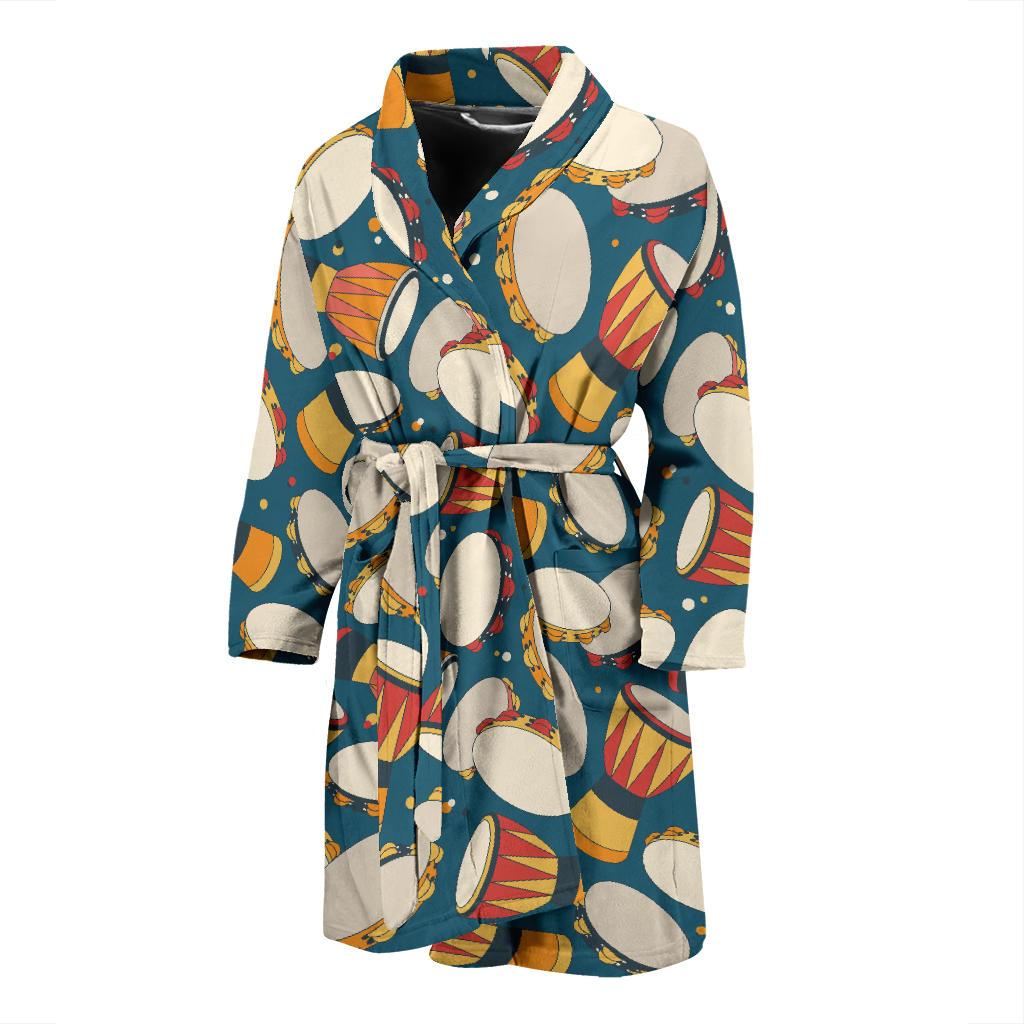Tambourine Pattern Print Design 01 Men Bathrobe-JORJUNE.COM