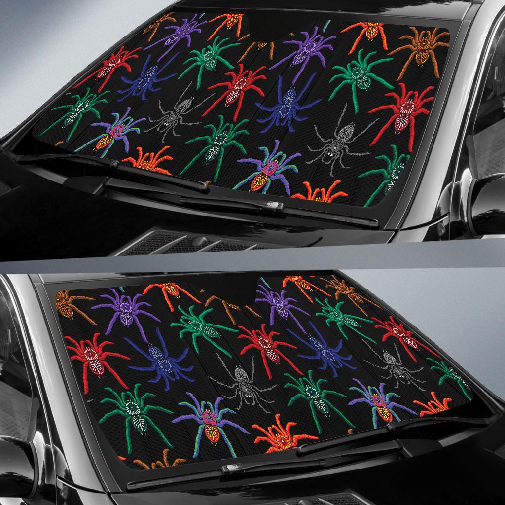 Tarantula Neon Color Pattern Print Design 03 Car Sun Shades-JORJUNE.COM