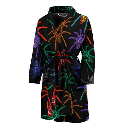 Tarantula Neon Color Pattern Print Design 03 Men Bathrobe-JORJUNE.COM