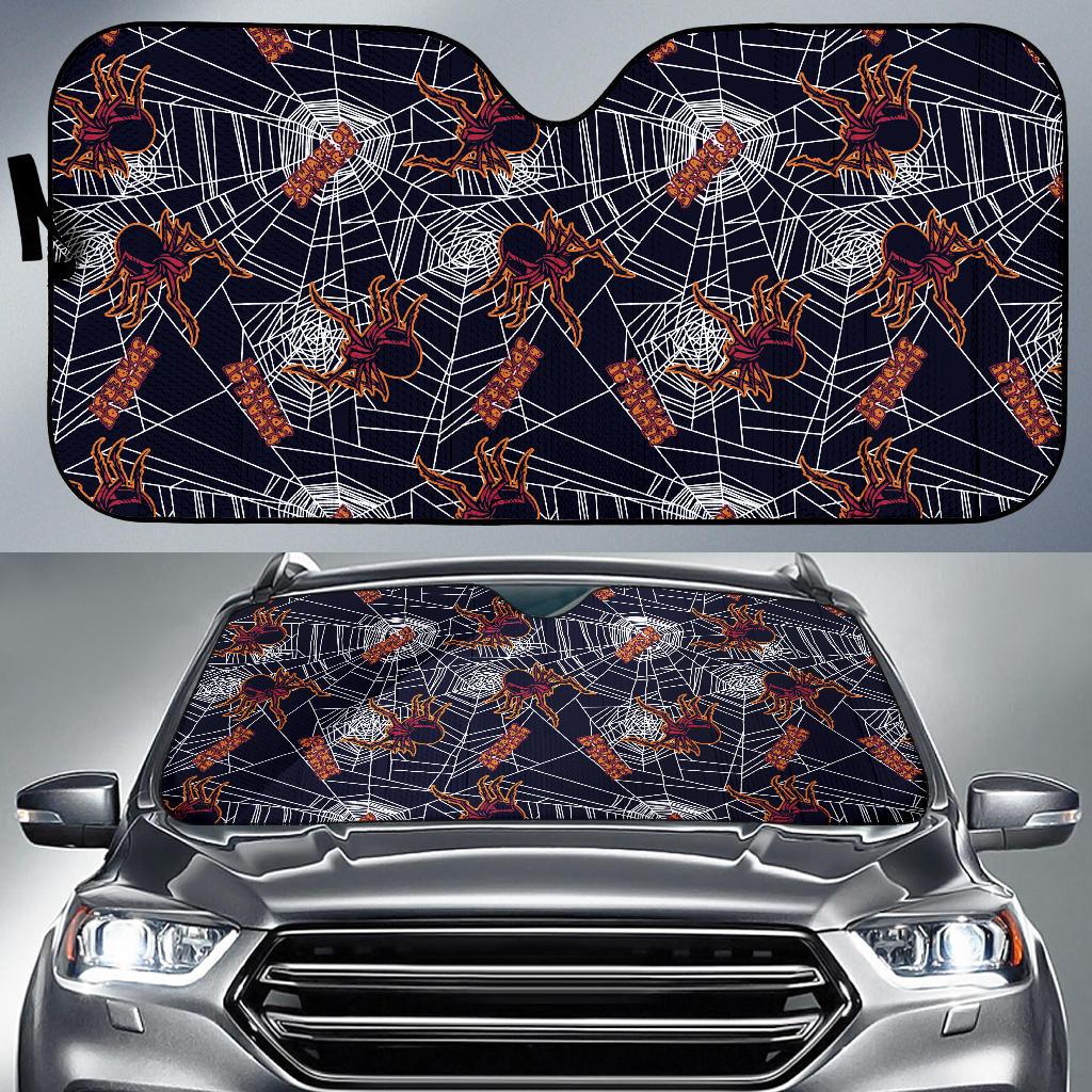 Tarantula Spiderwebs Pattern Print Design 01 Car Sun Shades-JORJUNE.COM