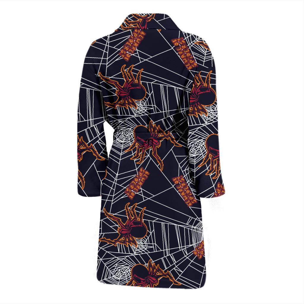 Tarantula Spiderwebs Pattern Print Design 01 Men Bathrobe-JORJUNE.COM