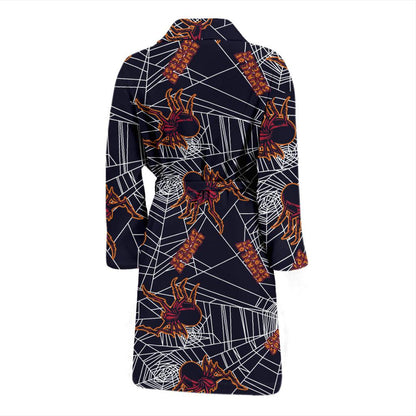 Tarantula Spiderwebs Pattern Print Design 01 Men Bathrobe-JORJUNE.COM