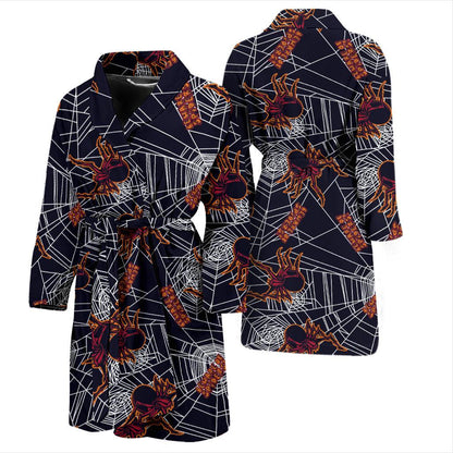 Tarantula Spiderwebs Pattern Print Design 01 Men Bathrobe-JORJUNE.COM