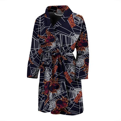 Tarantula Spiderwebs Pattern Print Design 01 Men Bathrobe-JORJUNE.COM