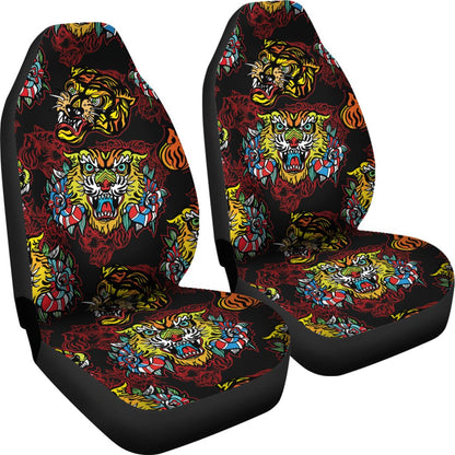 Tattoo Tiger Colorful Design Universal Fit Car Seat Covers