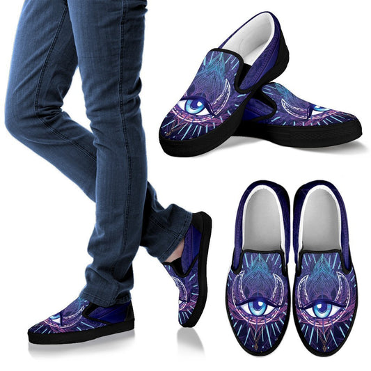 Third Eye Moon Mandala Men Canvas Slip On Shoes