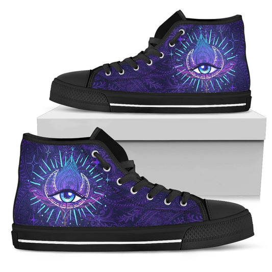 Third Eye Moon Mandala Men High Top Canvas Shoes