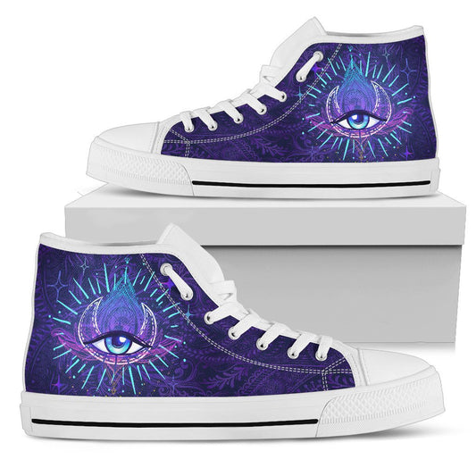 Third Eye Moon Mandala Men High Top Canvas Shoes