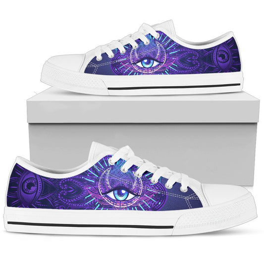 Third Eye Moon Mandala Men Low Top Canvas Shoes