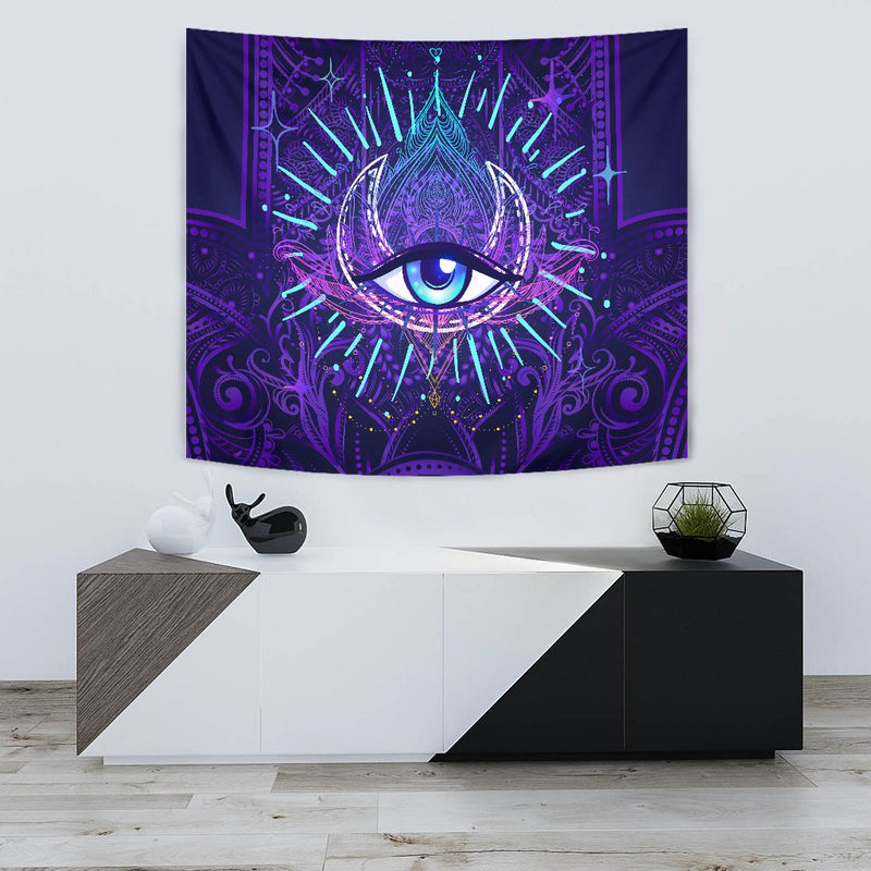 Third Eye Moon Mandala Wall Tapestry