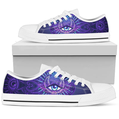 Third Eye Moon Mandala Women Low Top Canvas Shoes