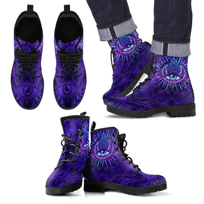 Third Eye Moon Mandala Women & Men Leather Boots