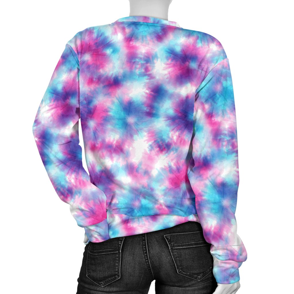 Tie Dry Blue Pink Women Crewneck Sweatshirt