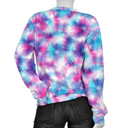 Tie Dry Blue Pink Women Crewneck Sweatshirt