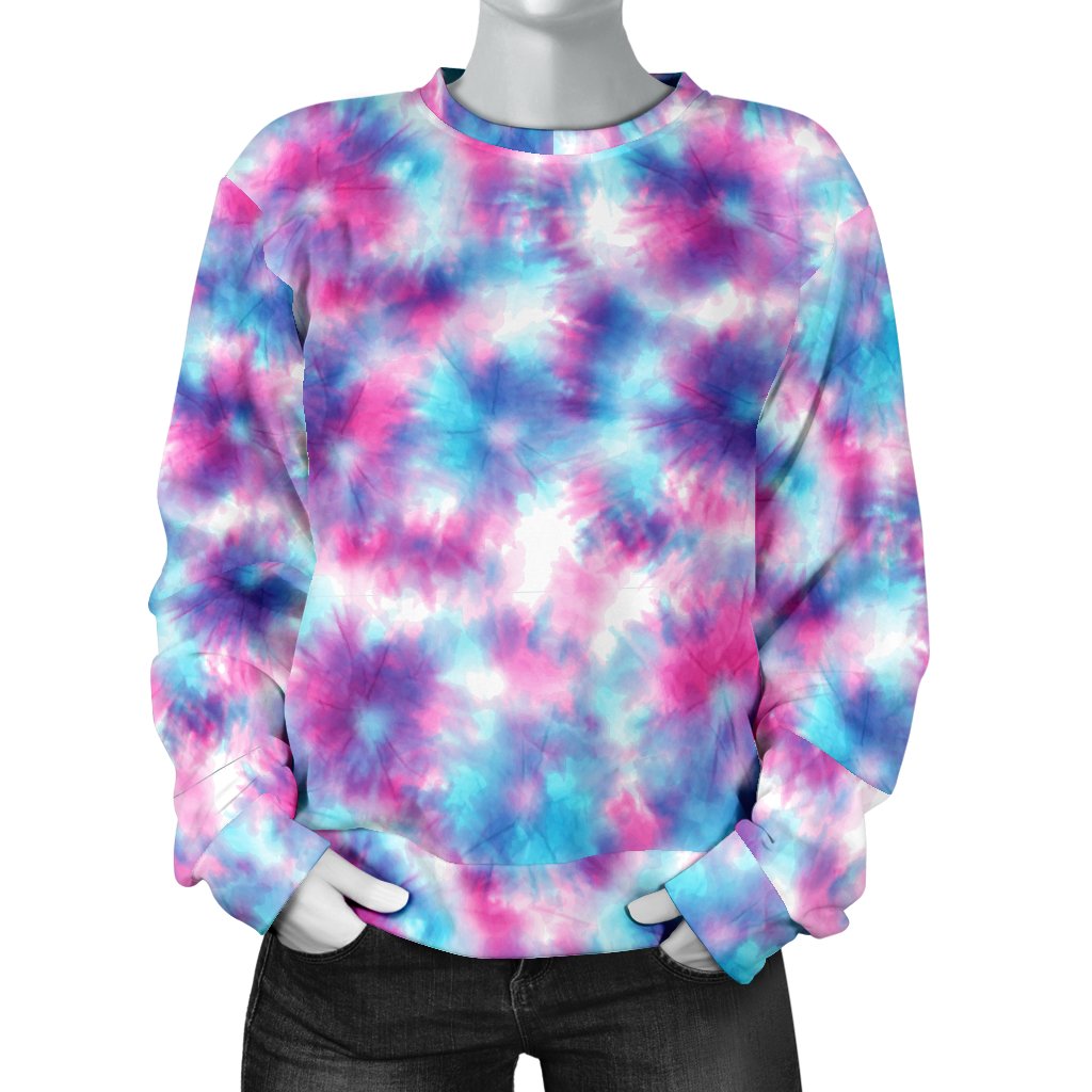 Tie Dry Blue Pink Women Crewneck Sweatshirt