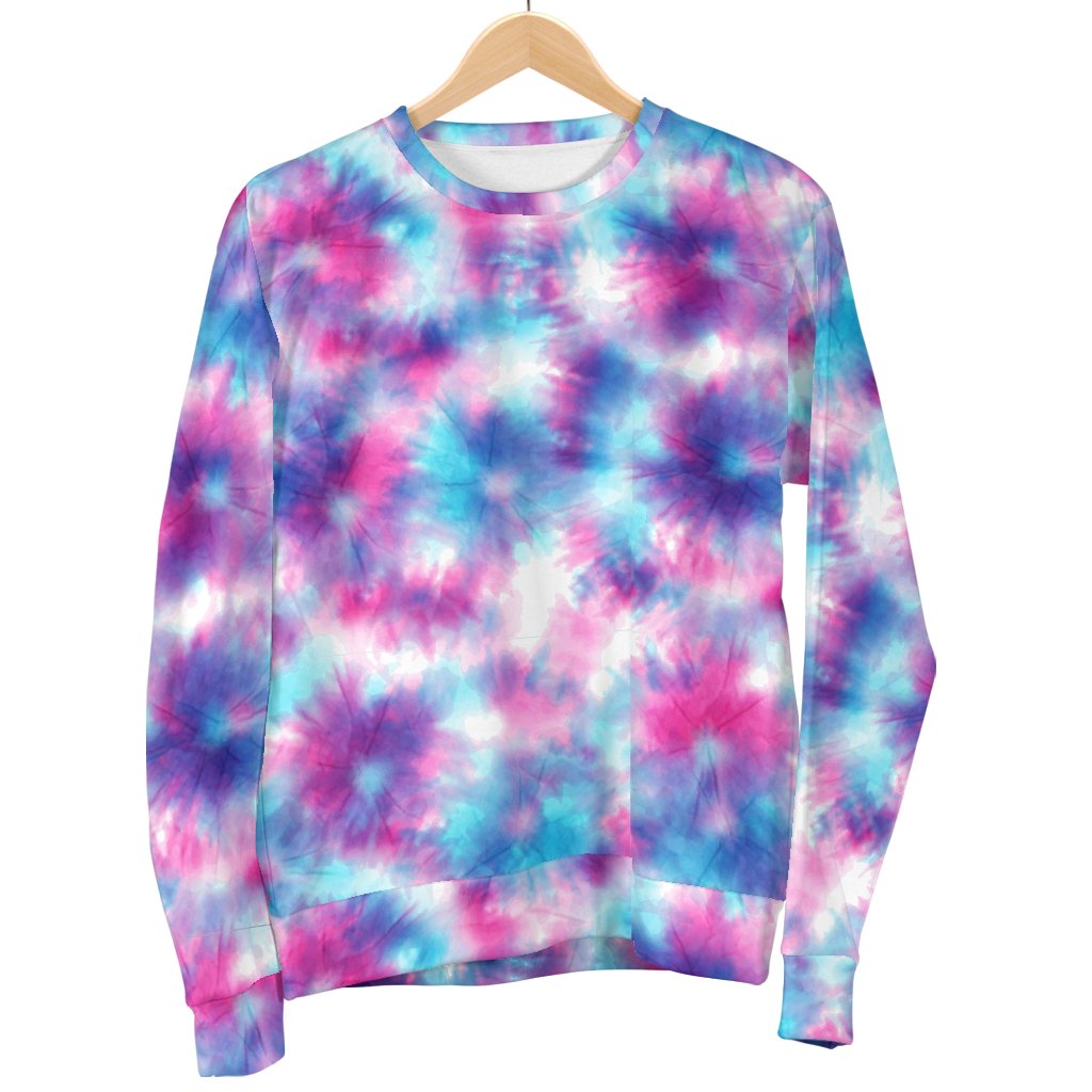 Tie Dry Blue Pink Women Crewneck Sweatshirt