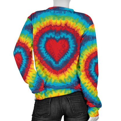 Tie Dry Heart Shape Women Crewneck Sweatshirt