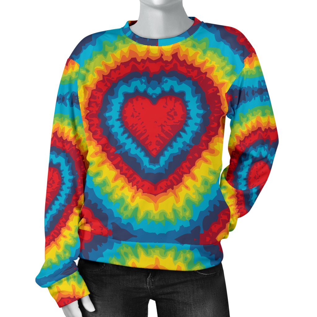 Tie Dry Heart Shape Women Crewneck Sweatshirt