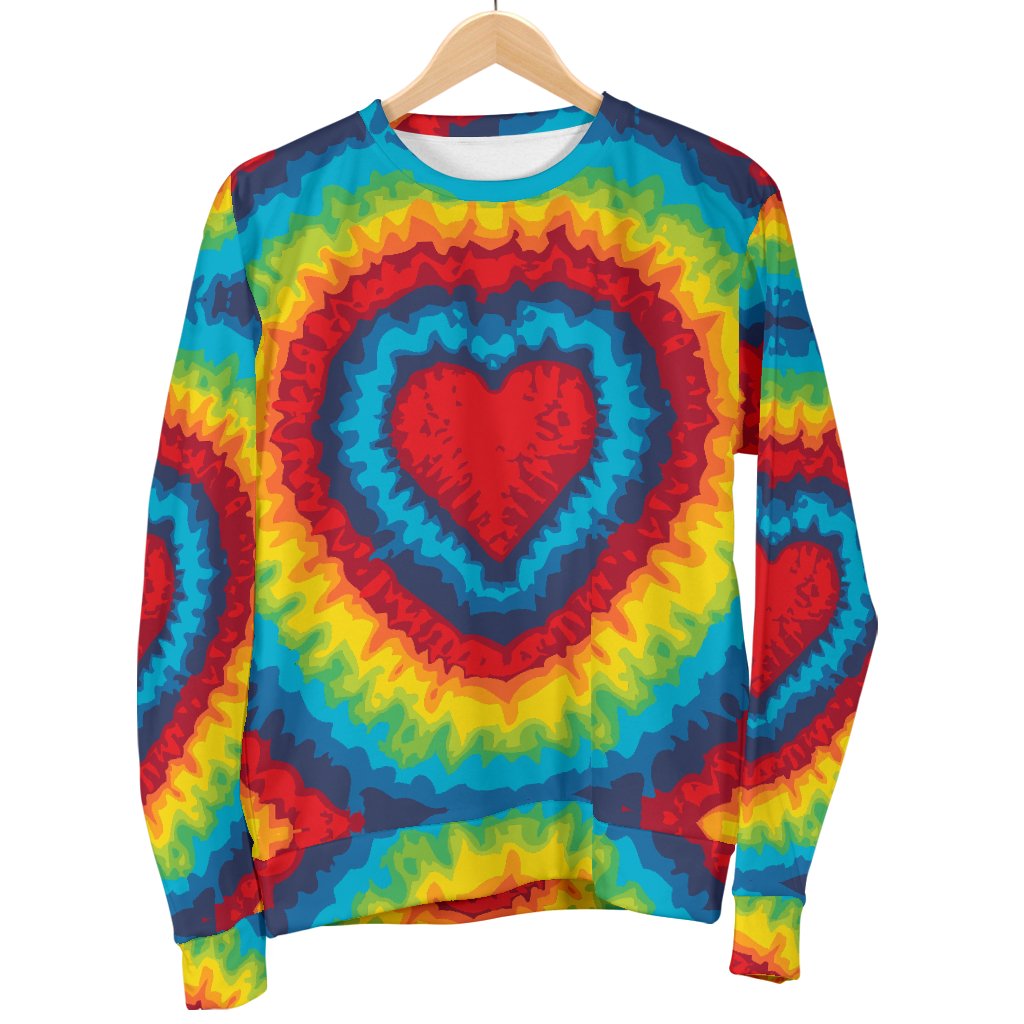 Tie Dry Heart Shape Women Crewneck Sweatshirt
