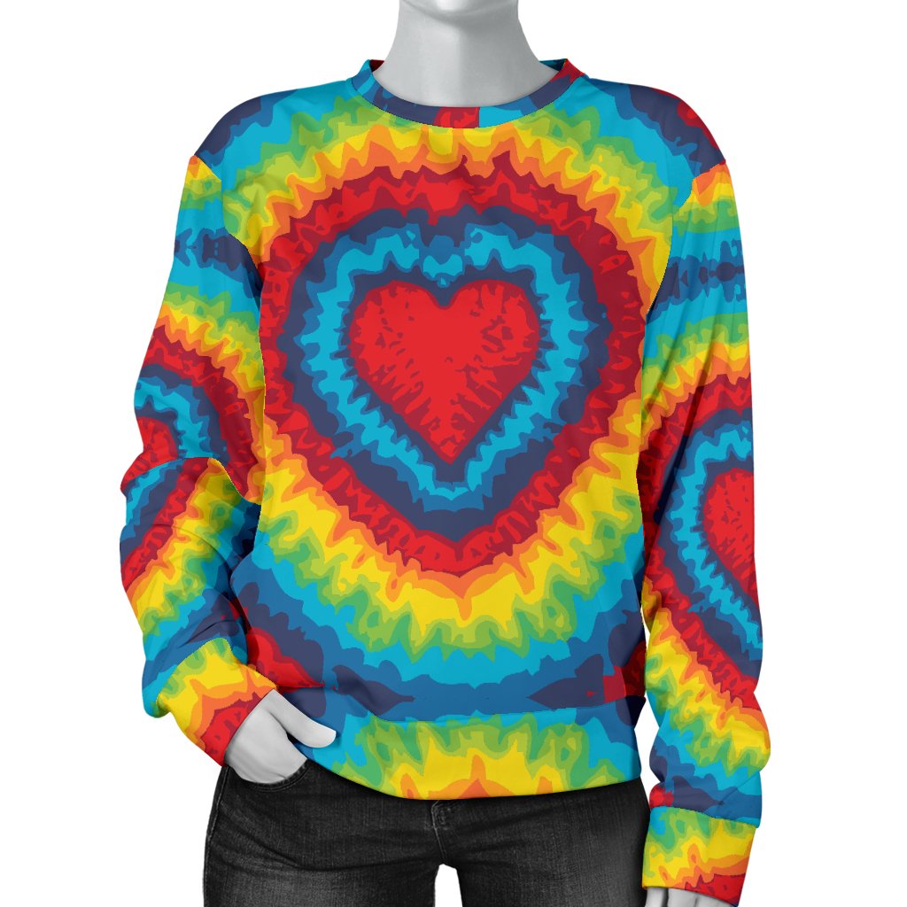 Tie Dry Heart Shape Women Crewneck Sweatshirt