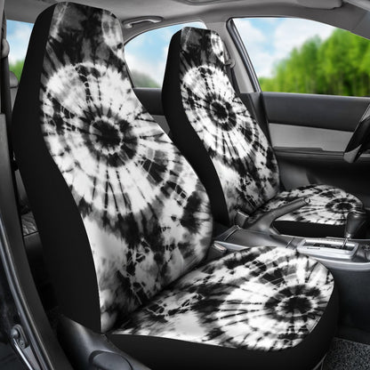 Tie Dye Black White Design Print Universal Fit Car Seat Covers-JorJune