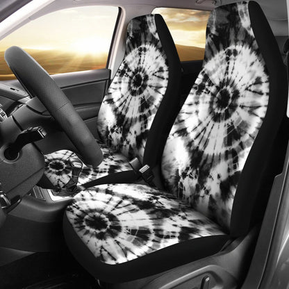 Tie Dye Black White Design Print Universal Fit Car Seat Covers-JorJune