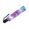 Tie Dye Blue Pink Automatic Foldable Umbrella