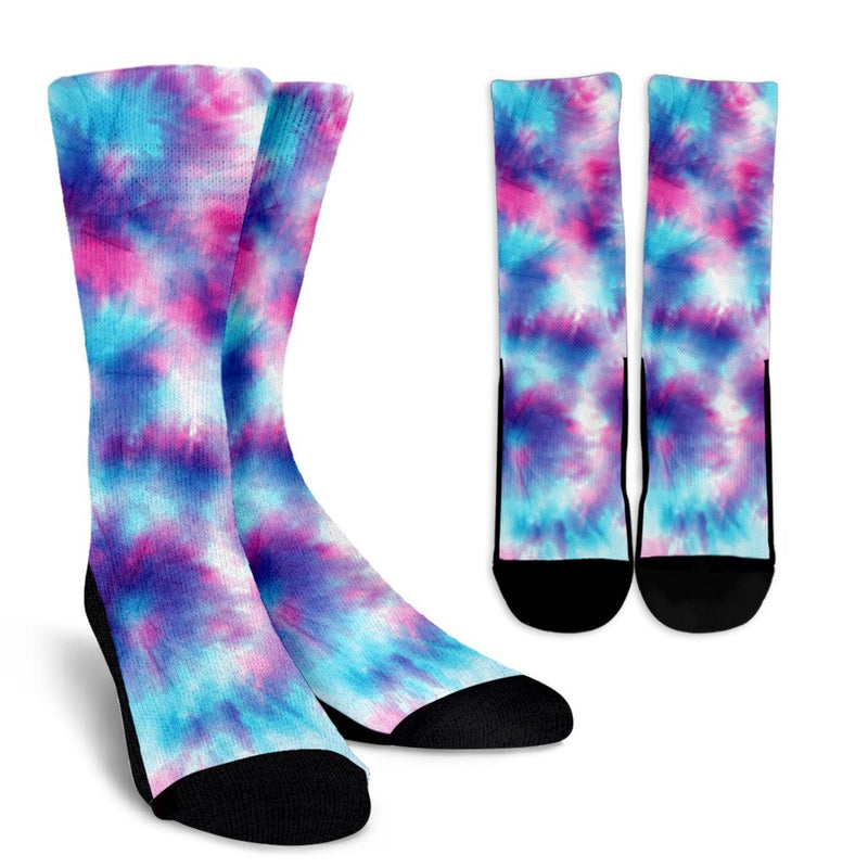 Tie Dry Blue Pink Crew Socks