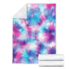 Tie Dye Blue Pink Fleece Blanket