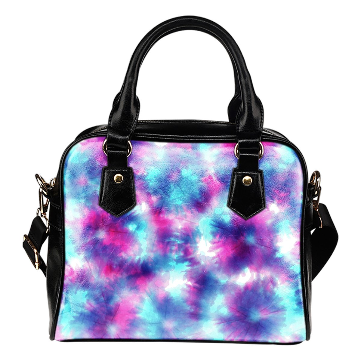 Tie Dye Blue Pink Leather Shoulder Handbag