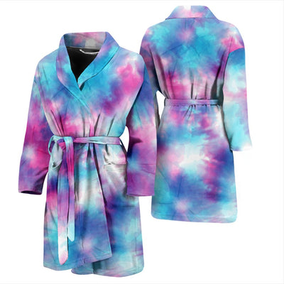 Tie Dye Blue Pink Men Bath Robe