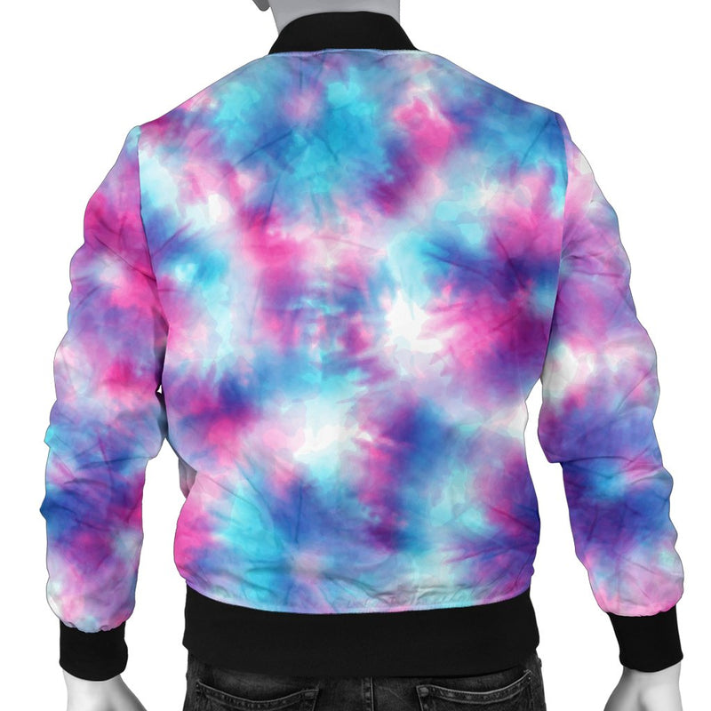 Tie Dye Blue Pink Men Casual Bomber Jacket