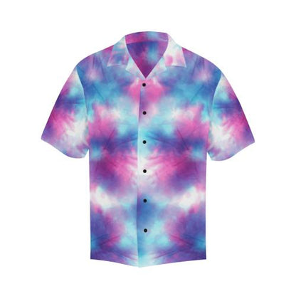 Tie Dye Blue Pink Men Hawaiian Shirt