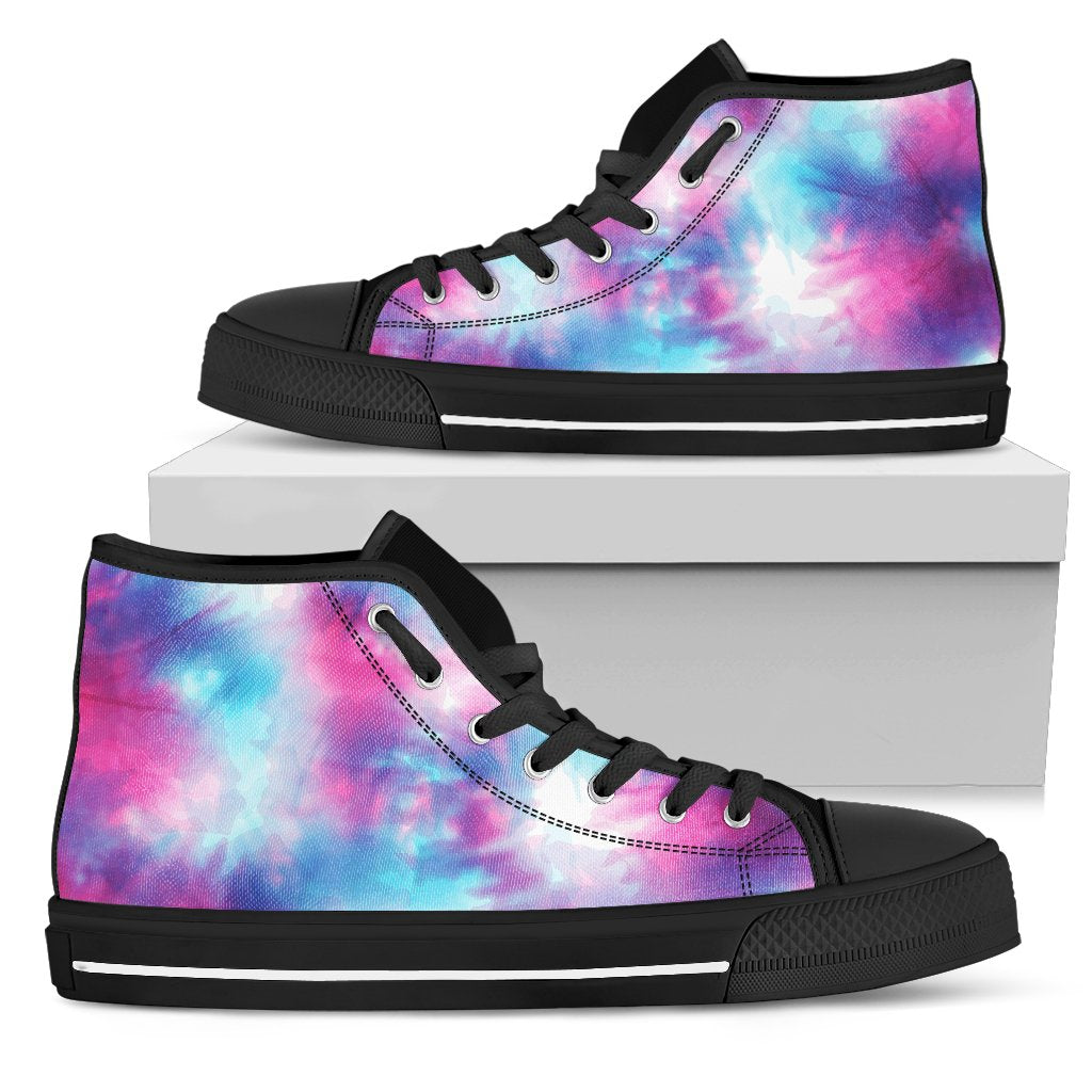 Tie Dye Blue Pink Men High Top Shoes