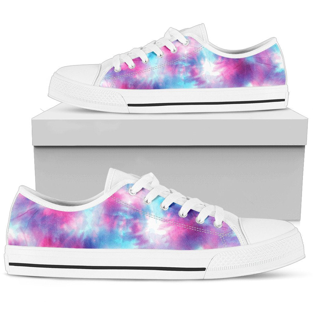 Tie Dye Blue Pink Men Low Top Shoes