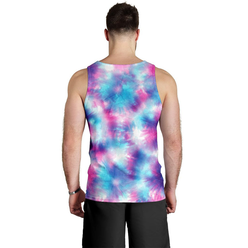 Tie Dye Blue Pink Men Tank Top