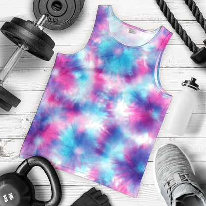 Tie Dye Blue Pink Men Tank Top