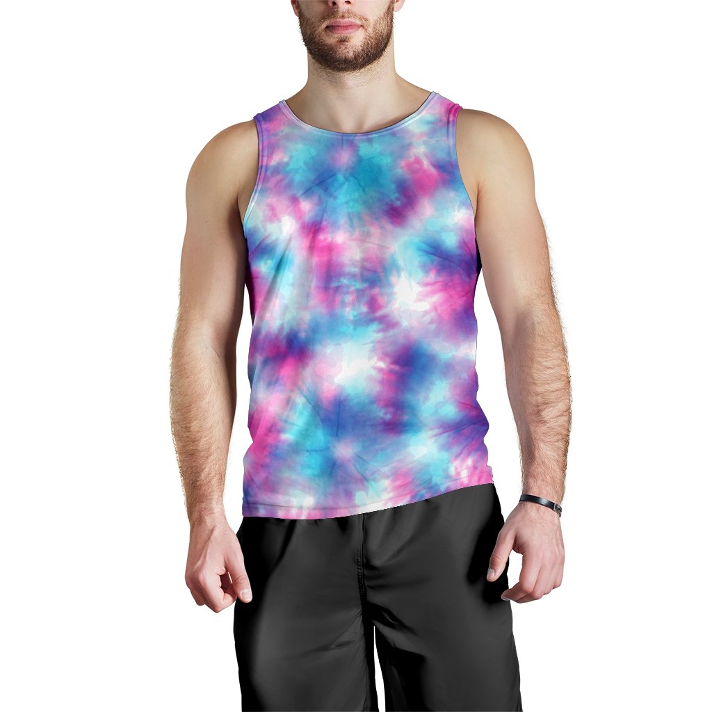 Tie Dye Blue Pink Men Tank Top