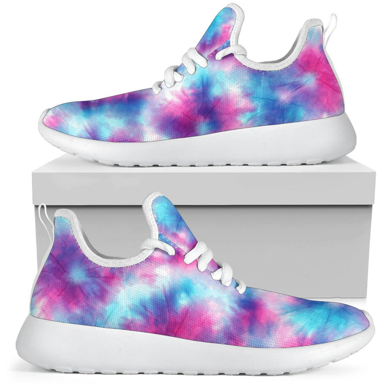 Tie Dye Blue Pink Mesh Knit Sneakers Shoes