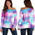 Tie Dye Blue Pink Off Shoulder Sweatshirt