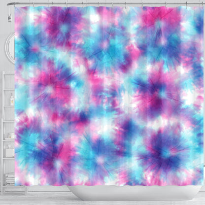 Tie Dye Blue Pink Shower Curtain