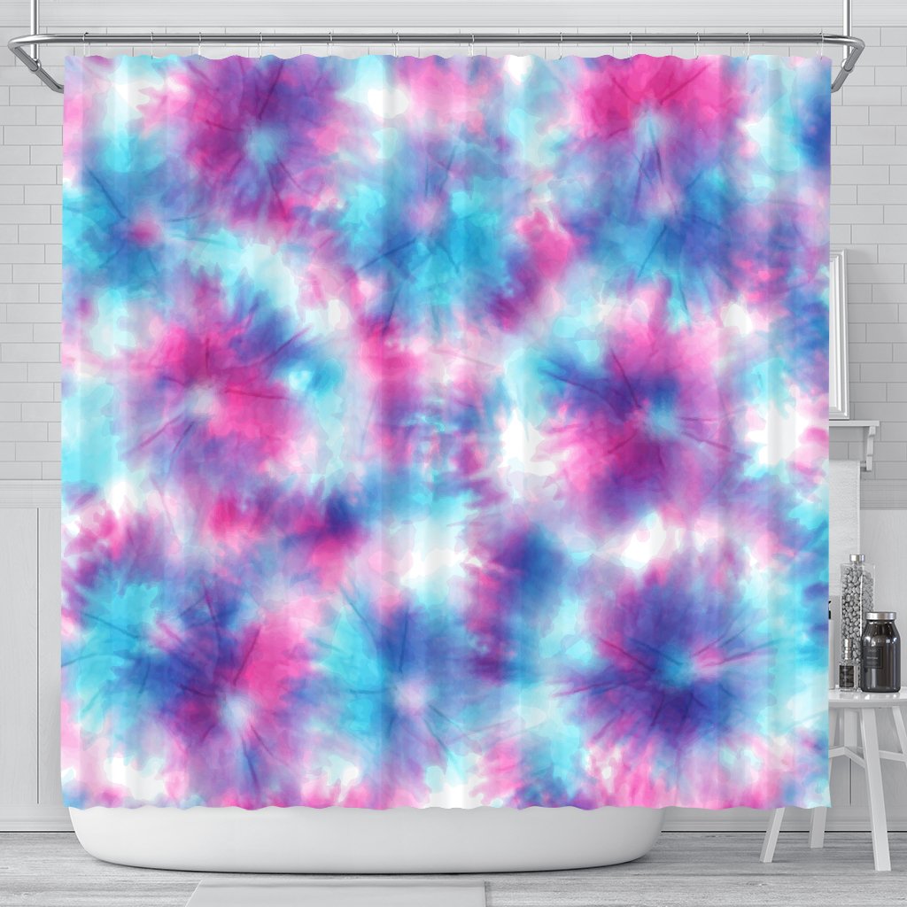 Tie Dye Blue Pink Shower Curtain