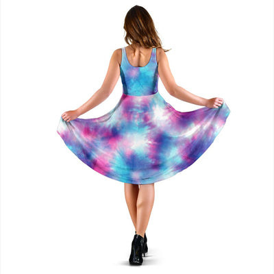 Tie Dye Blue Pink Sleeveless Mini Dress