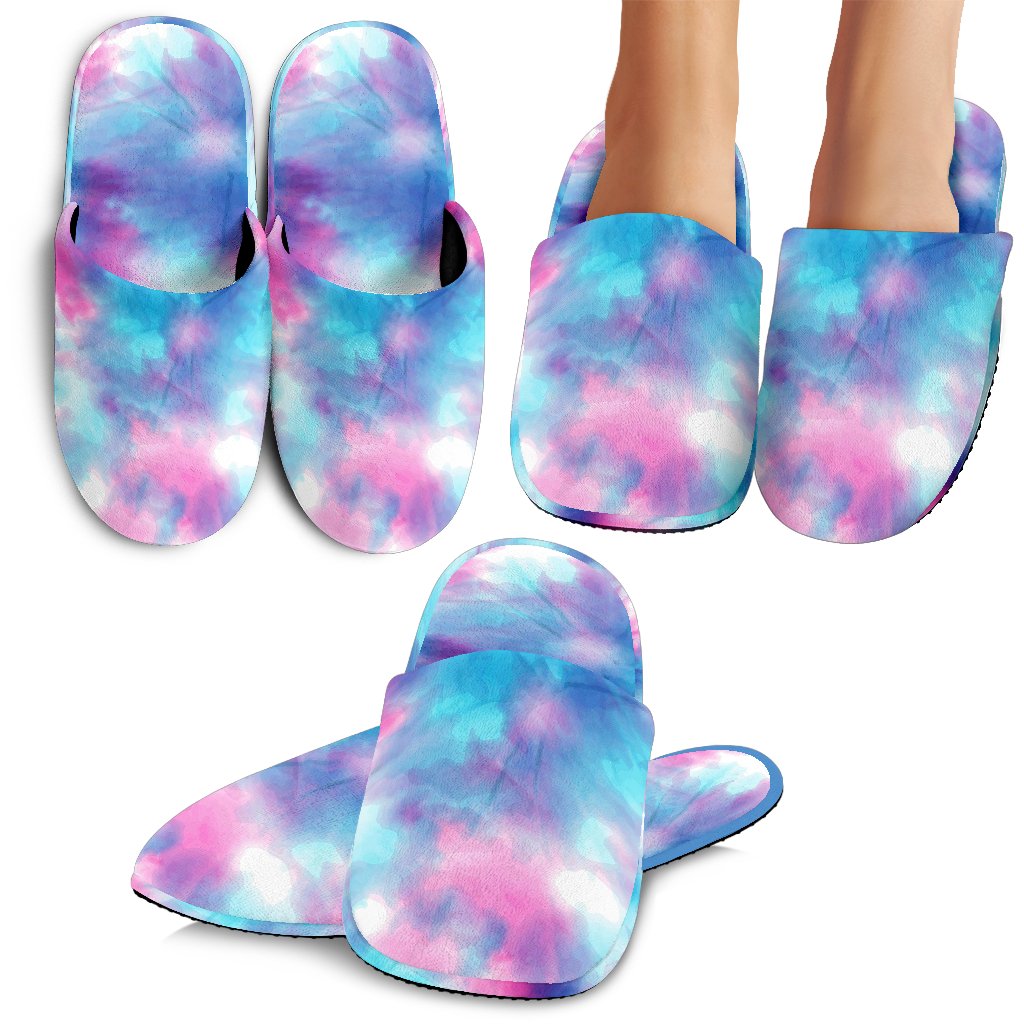 Tie Dye Blue Pink Slippers