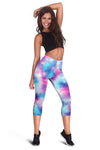 Tie Dye Blue Pink Women Capris