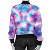 Tie Dye Blue Pink Women Casual Bomber Jacket