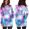 Tie Dye Blue Pink Women Hoodie Dress