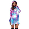 Tie Dye Blue Pink Women Hoodie Dress