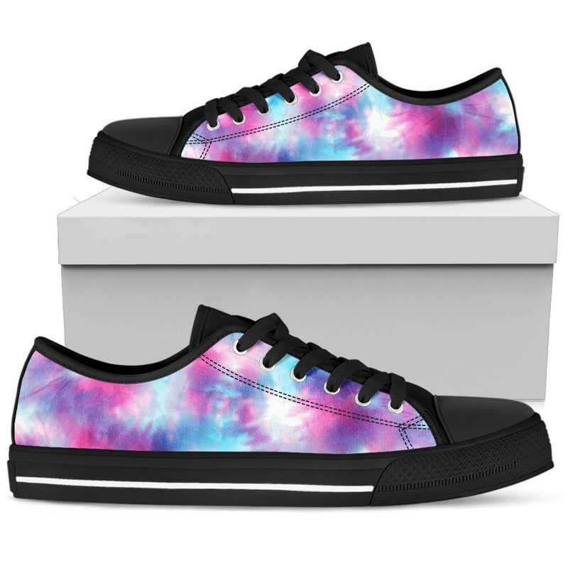 Tie Dye Blue Pink Women Low Top Shoes