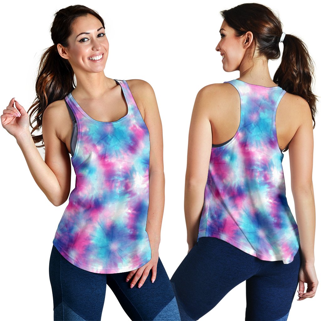 Tie Dye Blue Pink Women Racerback Tank Top
